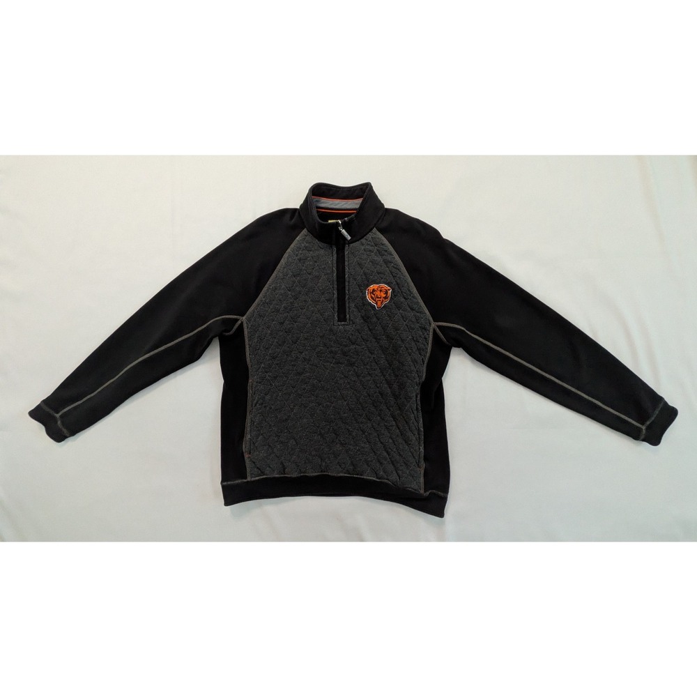 Tommy Bahama Football NFL Chicago Bears Women's 1/4 Zip Pullover Black Gray M